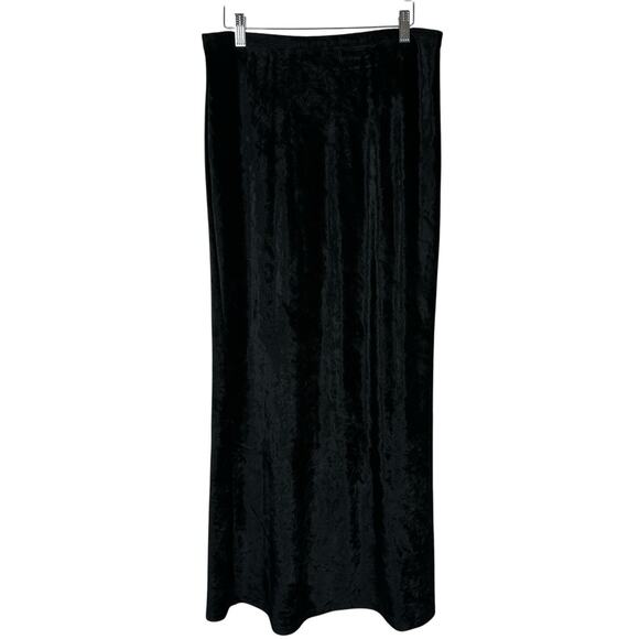 Vintage Express Maxi Skirt Y2K 90s Women Medium Black Velvet Witchy Vamp Goth - Picture 1 of 9